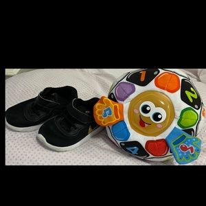Nike baby shoes and VTech bright lights soccer ball.